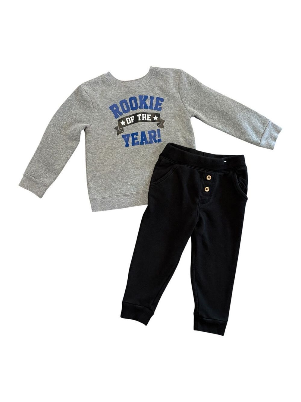 Gray and Black Kids Boy’s Sweatshirt and Joggers Set 24mo
